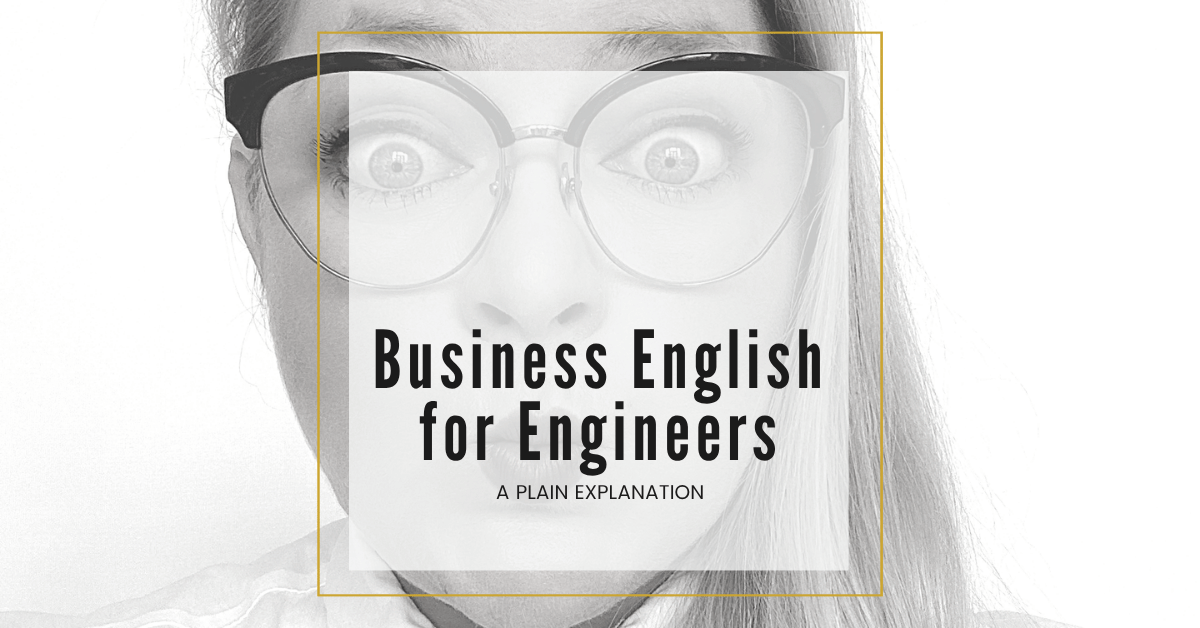 Woman with wide eyes and glasses looking surprised — illustrating the "wait, what?" moment engineers have when they realise their school English is not the same as Business English for Engineers.