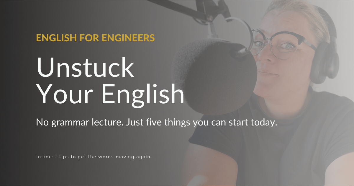 Neon sign reading "Unstuck Your English" against a white background, representing how to improve your English fluency